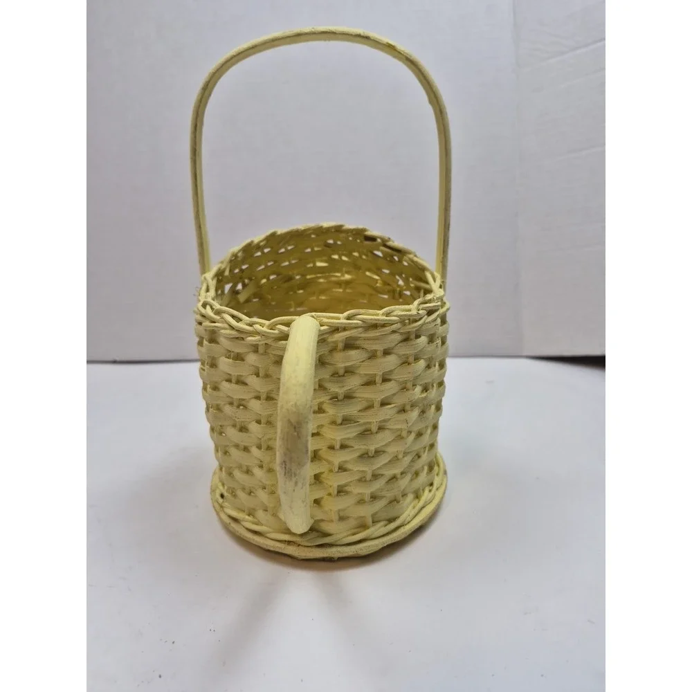 UNIQUE‎ WICKER COFFEE TEA CUP AND SAUCER PLANTER CENTERPIECE BASKET